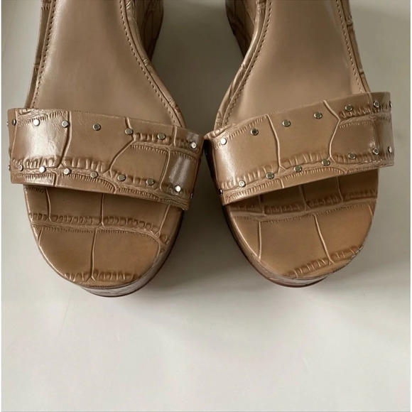 New Vince Camuto Celvina Platform Wedge Crepe Croc Leather Sandals Size 9.5 - Picture 12 of 15